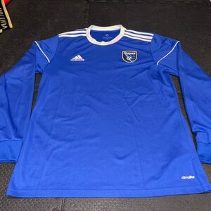 San Jose Earthquakes Quakes Adidas MLS Soccer Jersey Shirt Blue; M